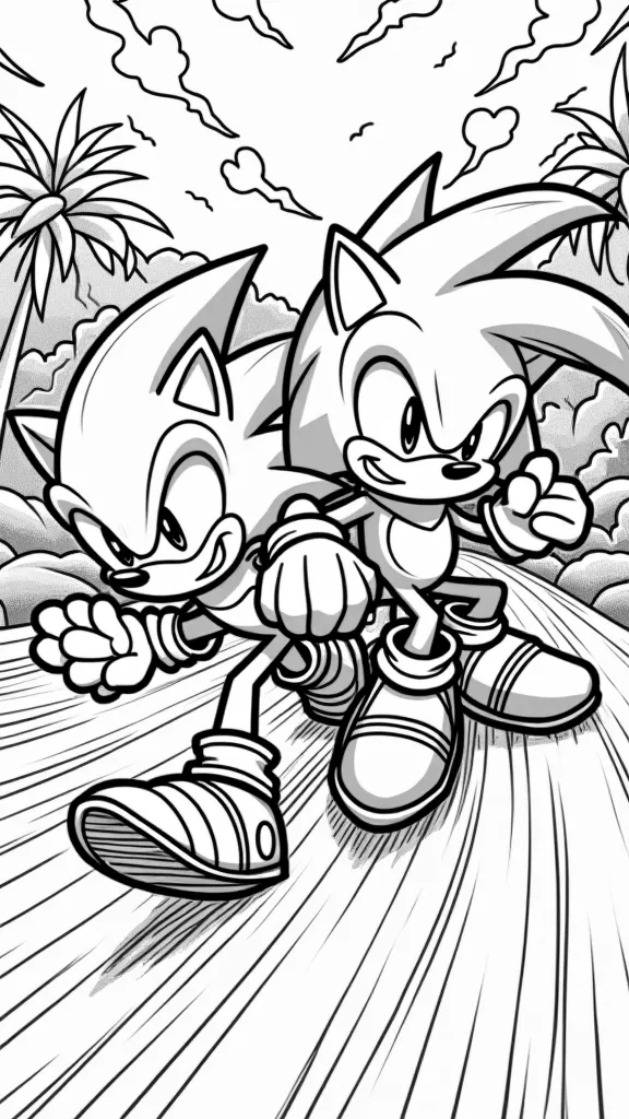 Sonic vs Knuckles Coloring Pages